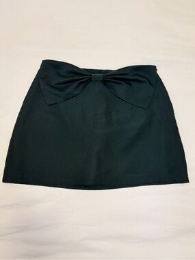Lush Black Mini Skirt with Front Bow